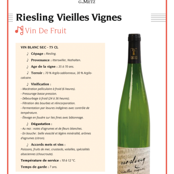 Riesling Vieilles Vignes Domaine Metz 750ml X 6