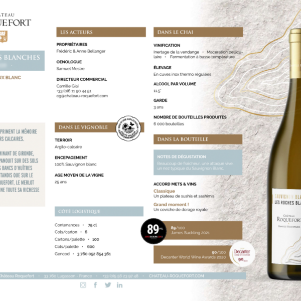 Château Roquefort Les Roches Blanches Blanc 750ml X 6