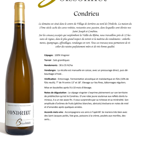 AOP Condrieu Domaine Boissonnet 750ml X 6