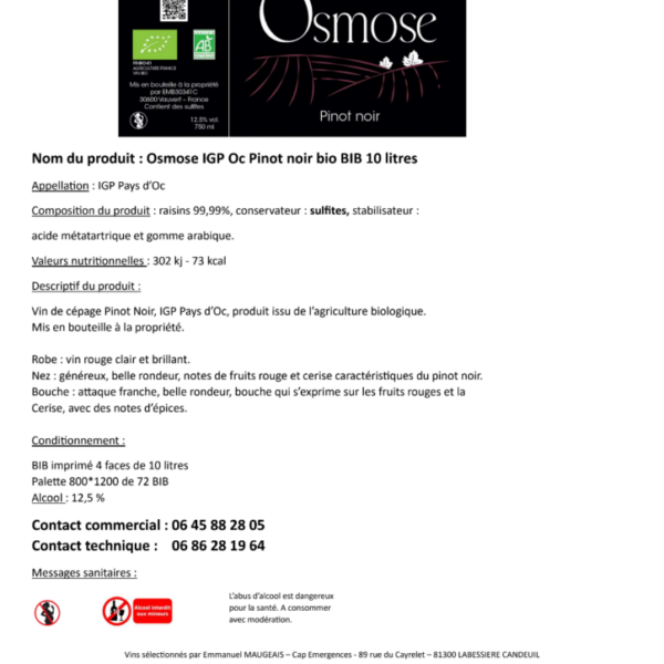 Osmose BIB 10 litres