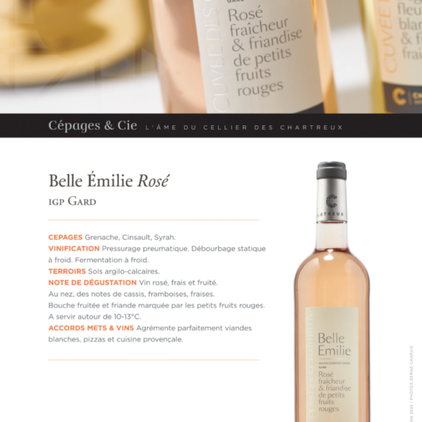 Belle Emilie IGP Gard Domaine des Chartreux rosé 750ml X 6