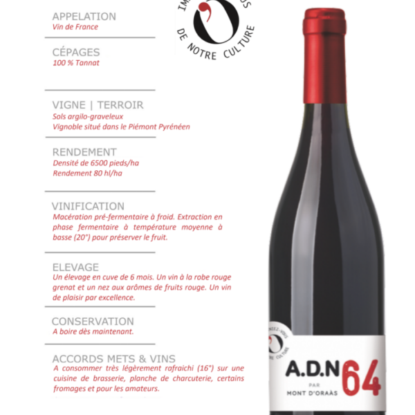ADN 64 Domaine Mont d'Oràas VF Rouge 750ml X 6